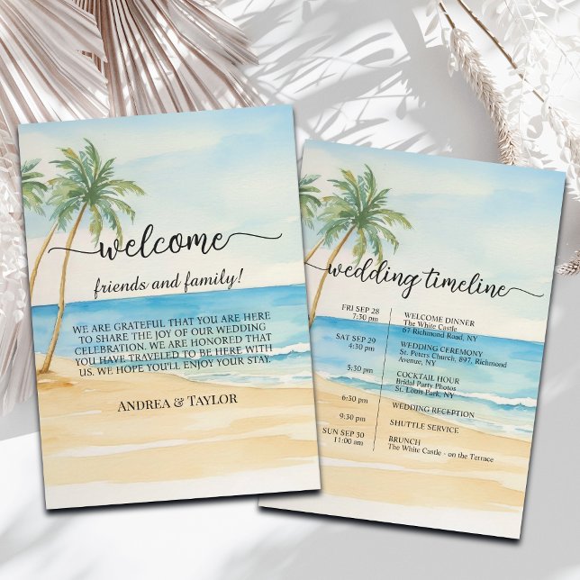 Beach Palm Tree Wedding Bag Letter & Timeline Card (Creator Uploaded)