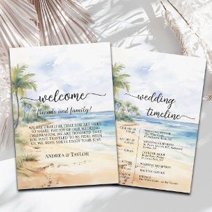 Beach Palm Tree Wedding Bag Letter & Timeline Card
