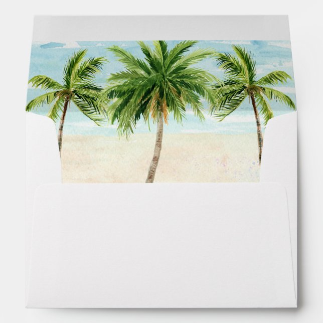 Beach Palm Tree Wedding Bridal Shower Envelopes (Back (Bottom))