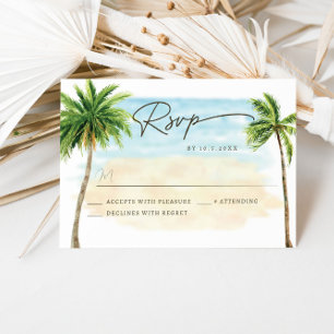 Beach Palm Tree Wedding RSVP Response Card