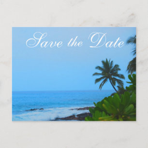 Beach Palm Tree Wedding Save the Date Announcement Postcard