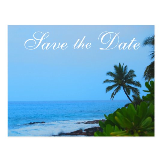 Beach Palm Tree Wedding Save the Date Postcard