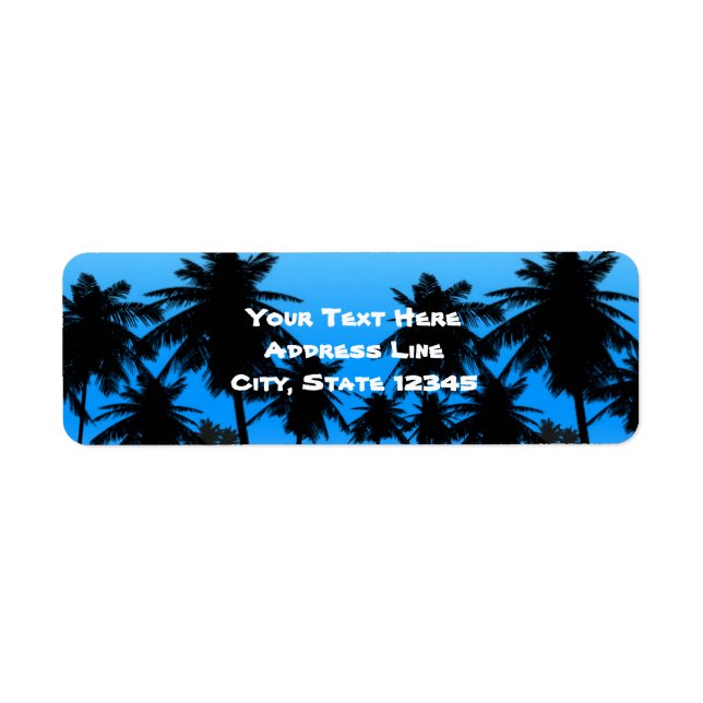 Beach Palm Trees Black & Blue Birthday Party (Front)