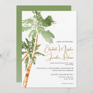 Beach Palm Trees Copper Tropical Destination Invitation