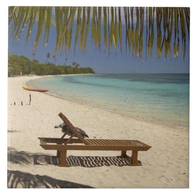 Beach, palm trees & lounger tile (Front)