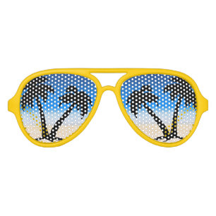 Beach Palm Trees Midnight Blue Aviator Sunglasses