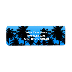 Beach Palm Trees Noir & Bleu Anniversaire