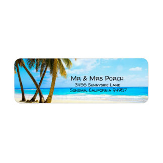 Beach, Palm Trees, Ocean Return Address