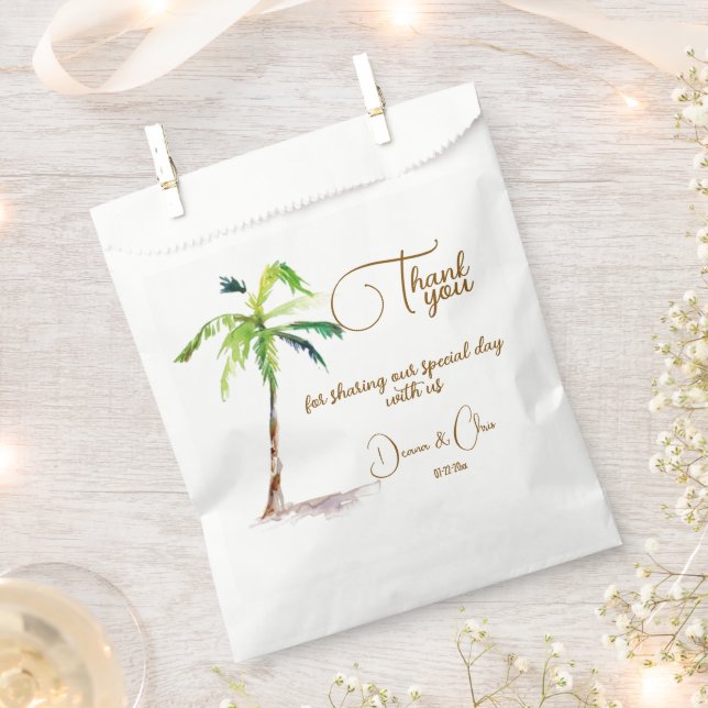 Beach Palm Trees Ocean Wedding Favour Bag (Clipped)