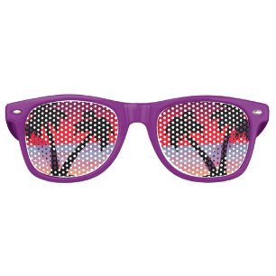 Beach Palm Trees Purple Red Sunset Retro Sunglasses