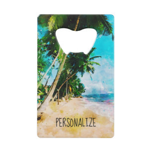 Beach Palm Trees Stainless Steel Bottle Opener Credit Card Bottle Opener