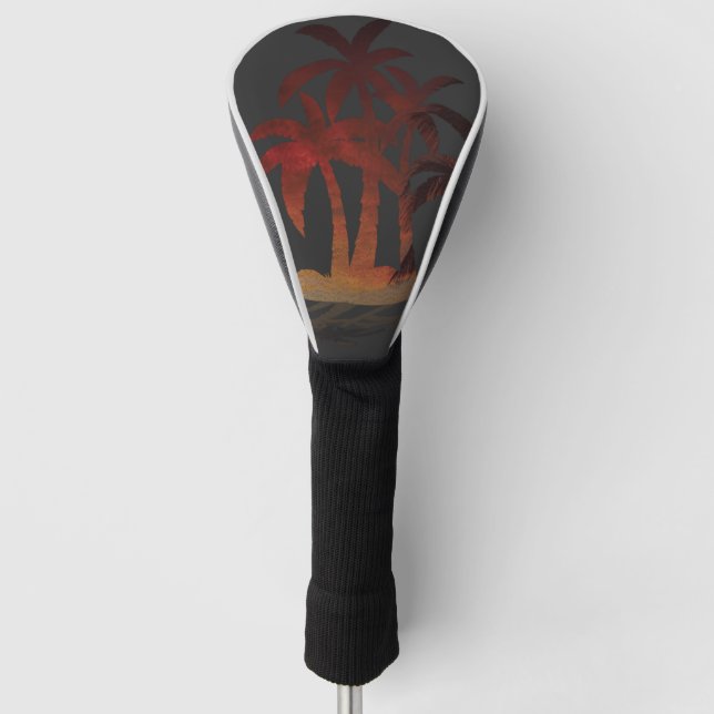 Beach Palm Trees Sunset Golf Head Cover (Front)
