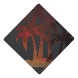 Beach Palm Trees Sunset Graduation Cap Topper