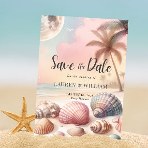 Beach Palm Trees Tropical Watercolor Save The Date