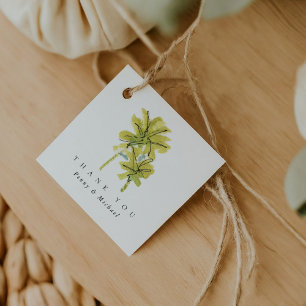 Beach Palm Trees Tropical Watercolor Thank You Favour Tags