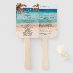 beach palm trees tropical wedding program fans