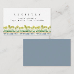Beach Palm Trees Watercolor Bridal Registry Enclosure Card