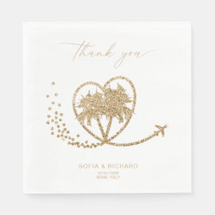 Beach Palm Wedding Destination Thank You Napkin