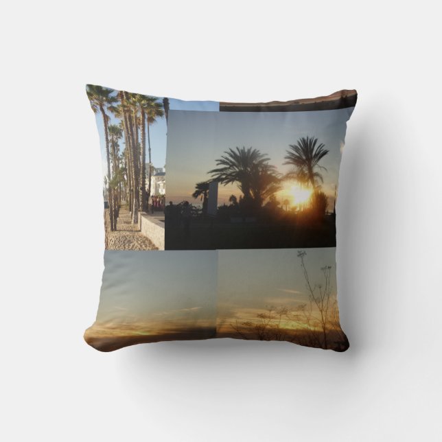 Beach Palms At Sunset Throw Pillow (Front)