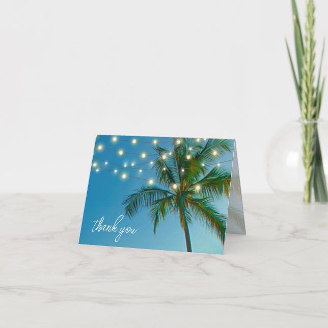Beach Palms String Lights Blank All Occasion  Thank You Card (Front)