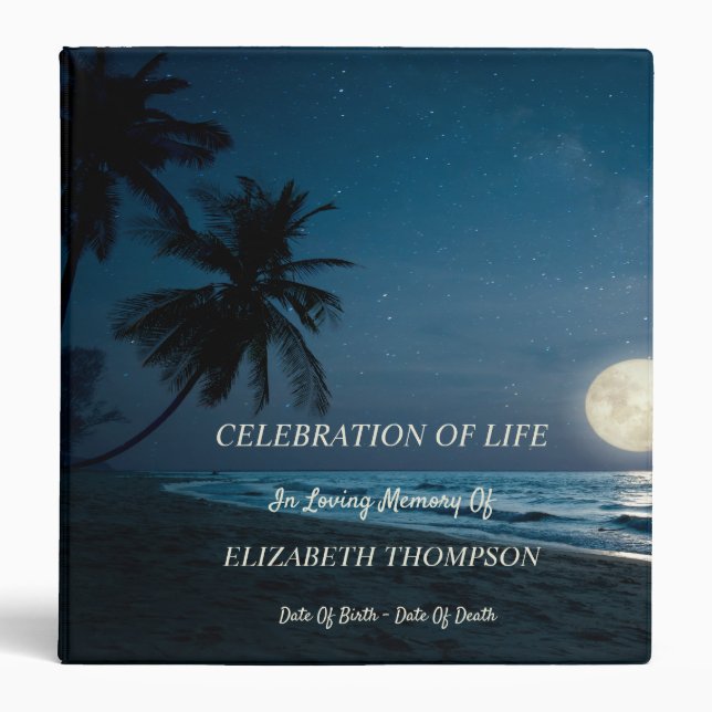 Beach Palms Sunset Celebration of Life  Binder (Front)