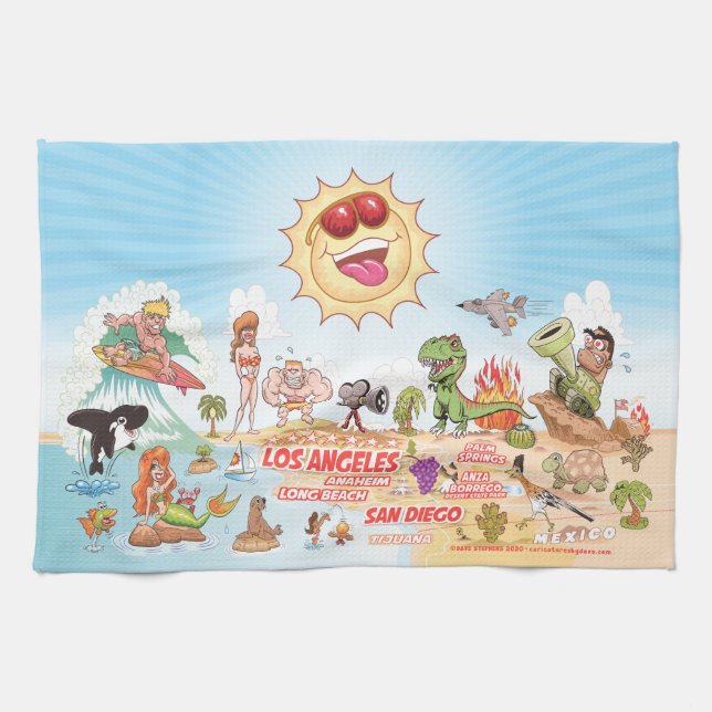 Beach Paradise California Kitchen Towel (Horizontal)