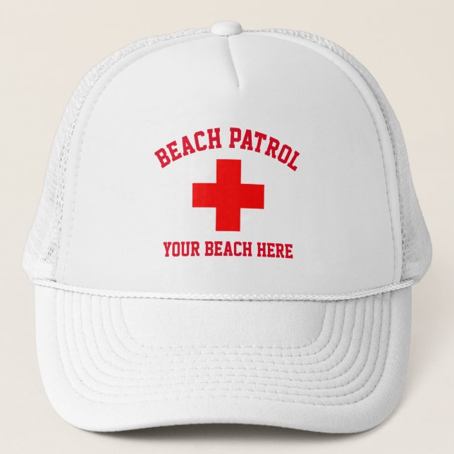 Beach Parol Lifeguard Personalize Trucker Hat (Front)