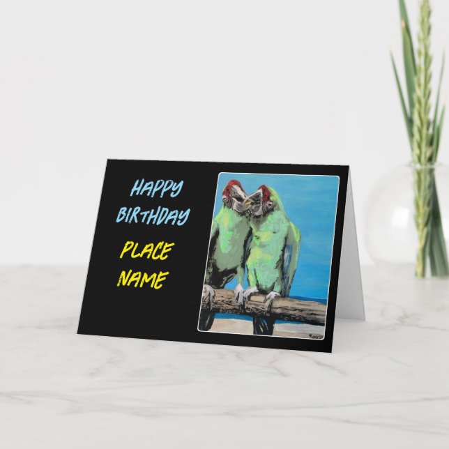 ‘Beach Parrots’ Painting on a  Thank You Card (Front)