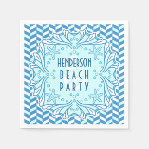 Beach Party Art Deco Shell and Herringbone Custom Napkin