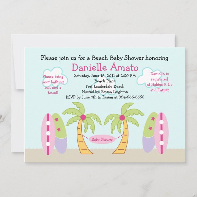 Beach Party Baby Shower Invitation (Front)