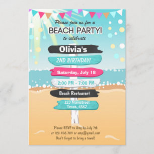 Beach Party Beach birthday Beach invitation