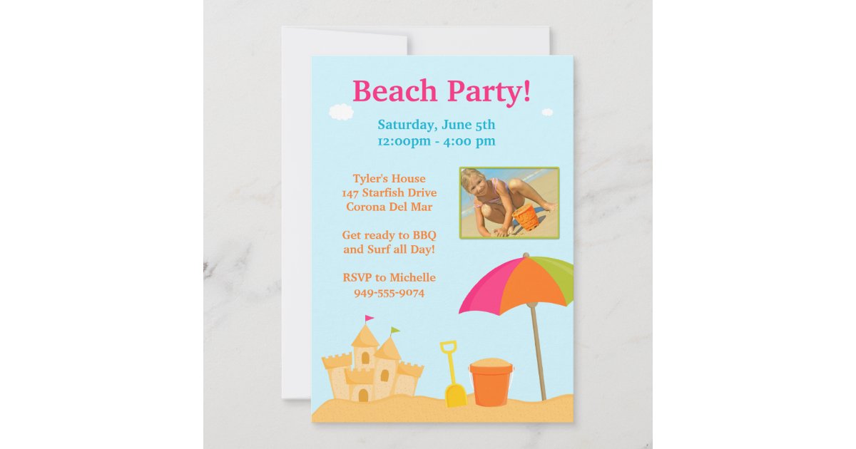 Beach Party Birthday Invitation Zazzle