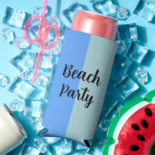 Beach Party, Blue Stripes Seltzer Can Cooler (In Situ Summer)