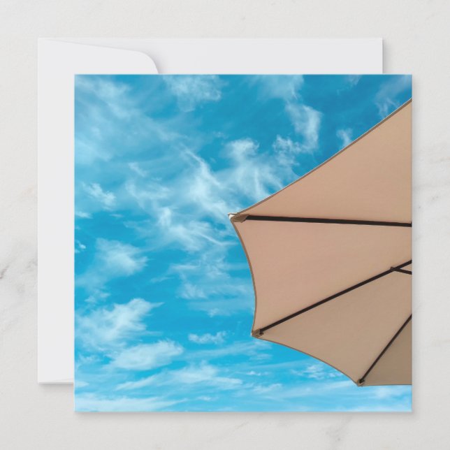 Beach party blues sun ocean umbrella pop colour  invitation (Front)