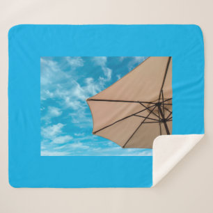 Beach party blues sun ocean umbrella pop colour sherpa blanket