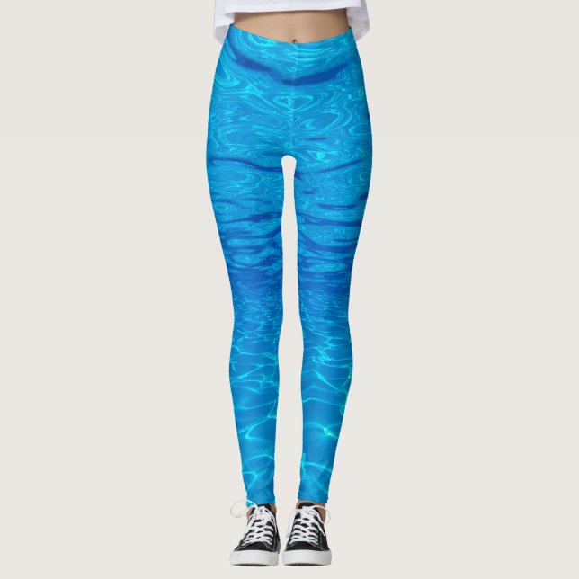 Beach party blues sun ocean water pool pop colour leggings (Front)