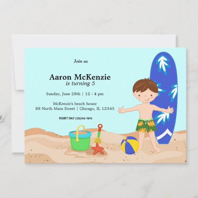 Beach party (Boy) Invitation (Front)