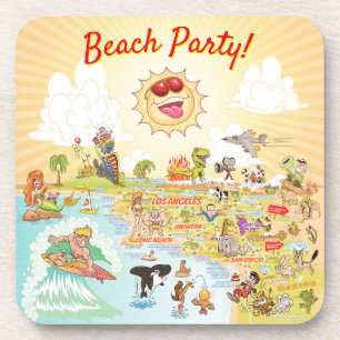 Beach Party California Plastic Coaster