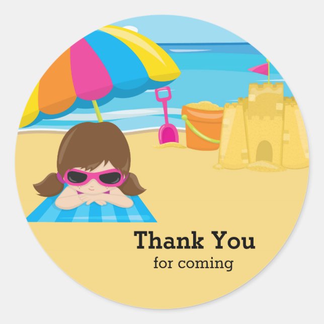 Beach party classic round sticker (Front)