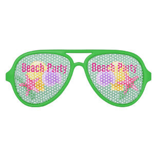 Beach Party Colourful Seashells Green Aviator Sunglasses