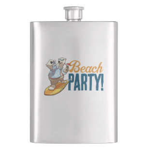 Beach Party Cool Surfing Polar Bear With Cocktail Hip Flask