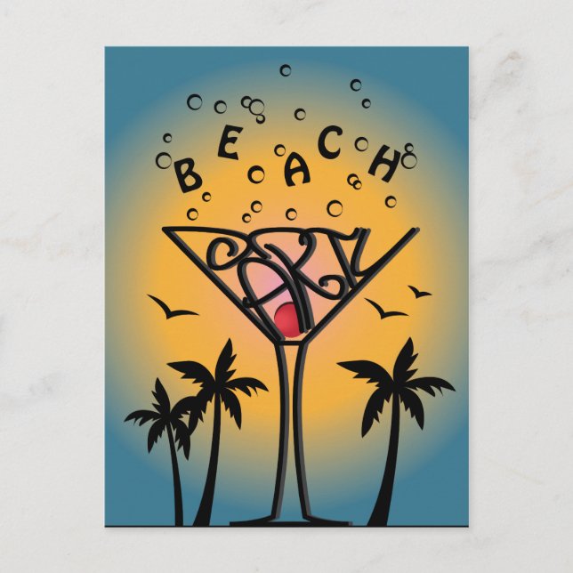 Beach Party design Invitation Postcard (Front)
