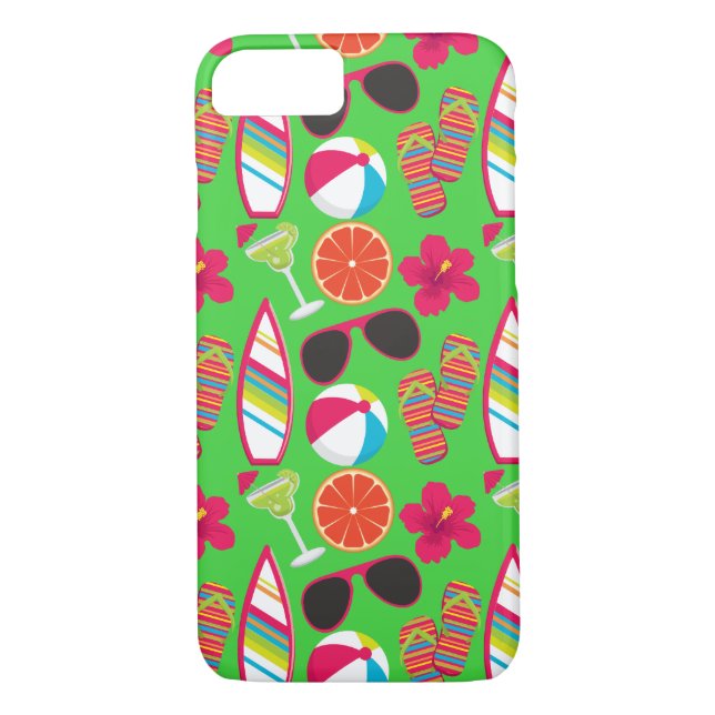 Beach Party Flip Flops Sunglasses Beach Ball Green Case-Mate iPhone Case (Back)
