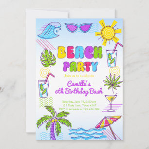 Beach Party Girl Birthday Invitation