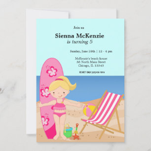 Beach Party (Girl) Invitation