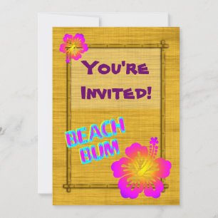 Beach Party Hibiscus Flower Custom Invitations