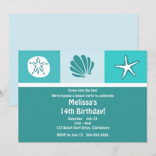 Beach Party Invitation (Front/Back)
