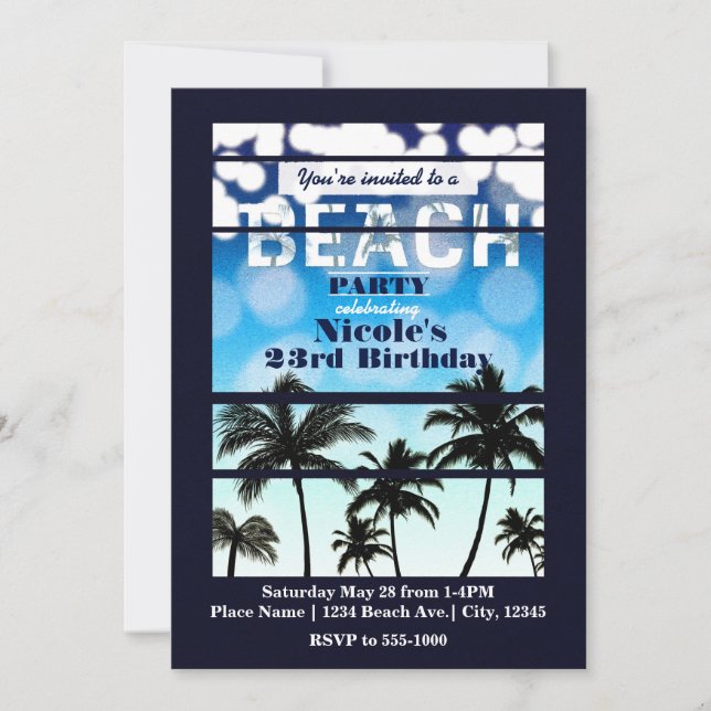 Beach Party Palm Trees Tropical Party Invitations (Devant)