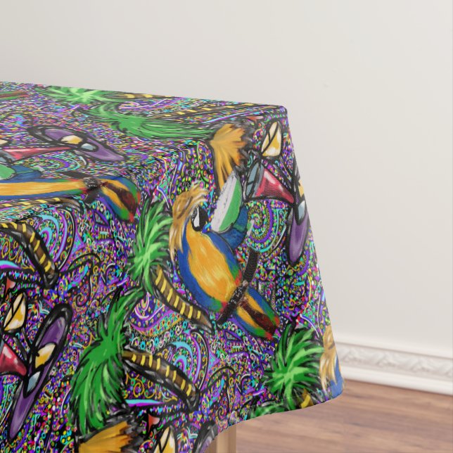 Beach Party Parrot Tablecloth (In Situ)