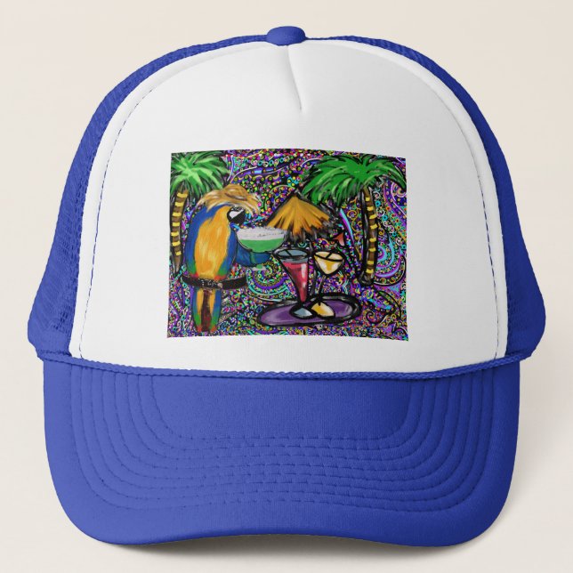Beach Party Parrot Trucker Hat (Front)